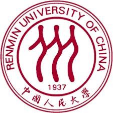 A round red logo with the text: Renmin University of China and 1937 wrote inside of it.