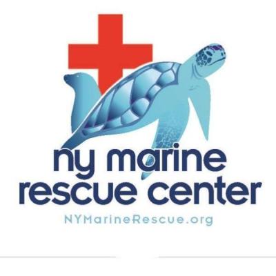 The New York Marine Rescue Center logo, which has a red cross and a turtle