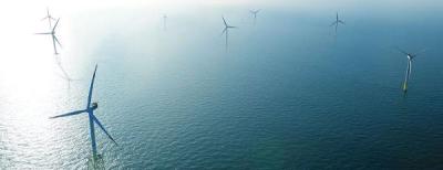 Alpha Ventus Wind Farm from above