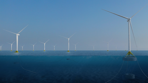 Deep water offshore wind farm